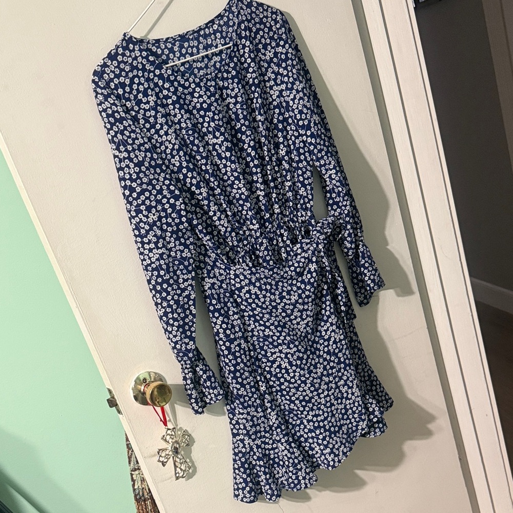 Blue Floral Long Sleeve Dress
